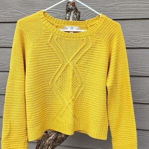 Mustard Yellow Textured Knit Crewneck Sweater